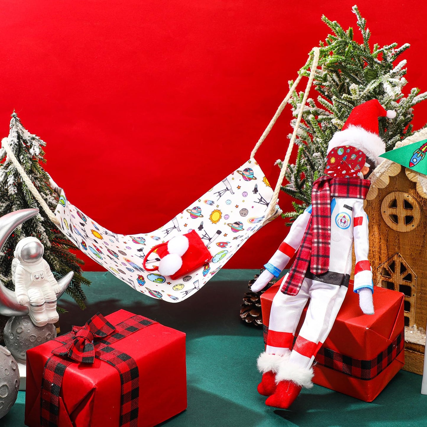 Kacctyen 19 Pcs Astronaut Themed Christmas Elf Doll Accessories Include Christmas Doll Sleeping Bag Astronaut Hat Suit Scarf Gla