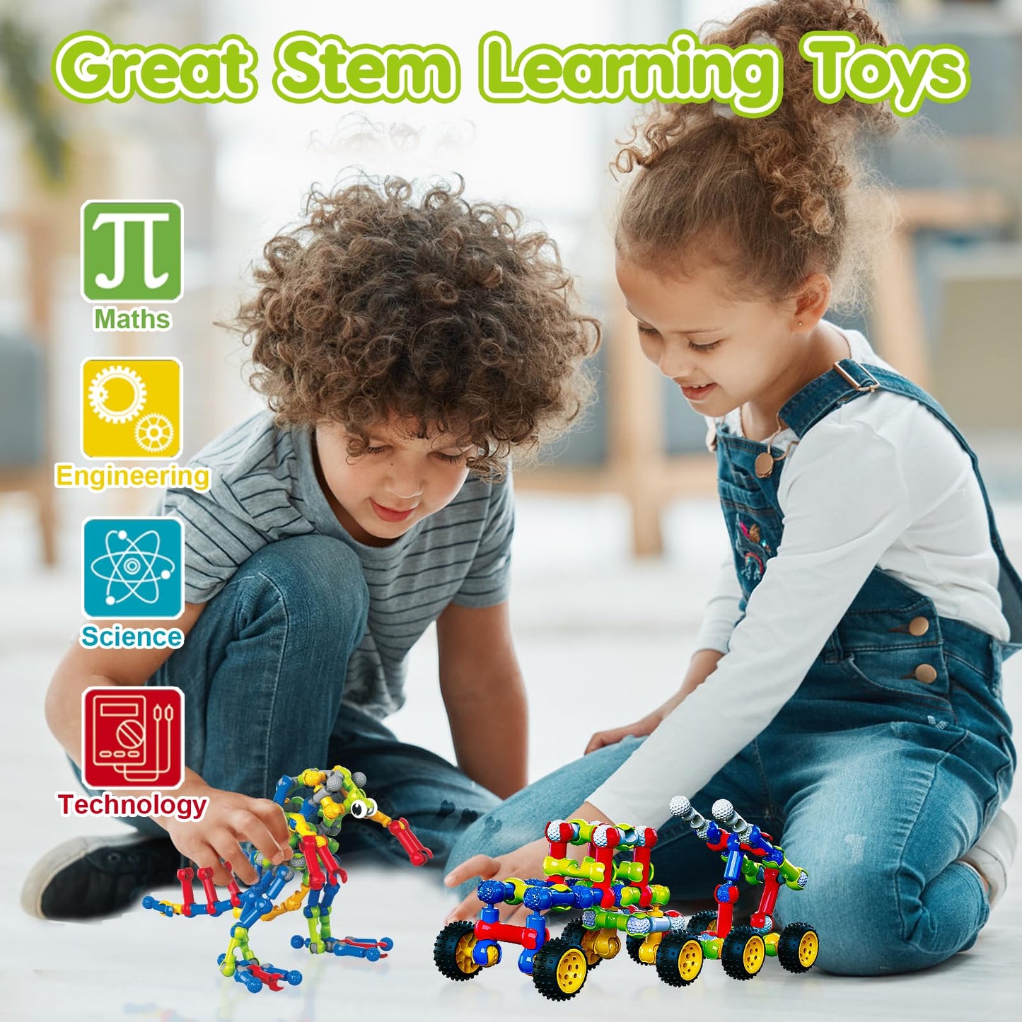 Kids STEM Building Toys for 3 4 5 6 7 8+ Year Old Boy Girl Birthday Gift, 186 Pcs Preschool Classroom Learning Activities Fine M