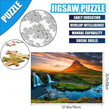 Jigsaw Puzzles For Adults, 2 Pack 1000 Pieces, Nature Landscape Mountain Scene National Park Challenging Puzzle Perfect For Family Activity Game Nights Gifts(Sequoia National Park & Kirkjufell)