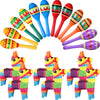 Hungdao 18 Pcs Mexican Fiesta Decor Include 12 Wooden Maracas Bulk 6 Mini Donkey Piatas Mexican Theme Decorations for Maracas Pa