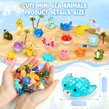 38pcs Ocean Mini Resin Animals 38 Styles Tiny Sea Resin Animals Figurines Miniature Little Small Plastic Animal Figures Bulk for
