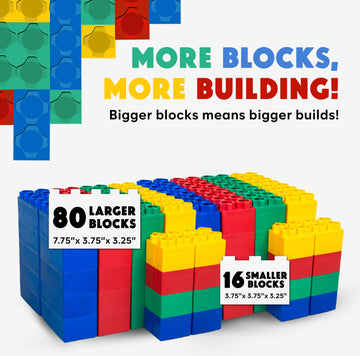 Biggoblocks Big Blocks For Kids Ages 4-8, Indoor & Outdoor Blocks For Kids Jumbo Games, Large Building Blocks (96 Pc) Standard S