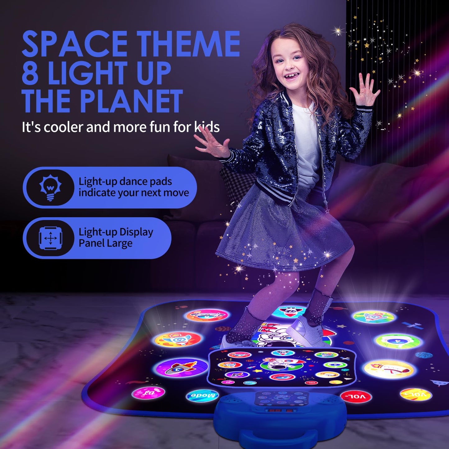 Omozombb Dance Mat Toys Girl Gifts Ages 8-12 Boy Birthday Game For Kids Toys Space Dance Mats Game Gift Xmas Toy Light Up Dance