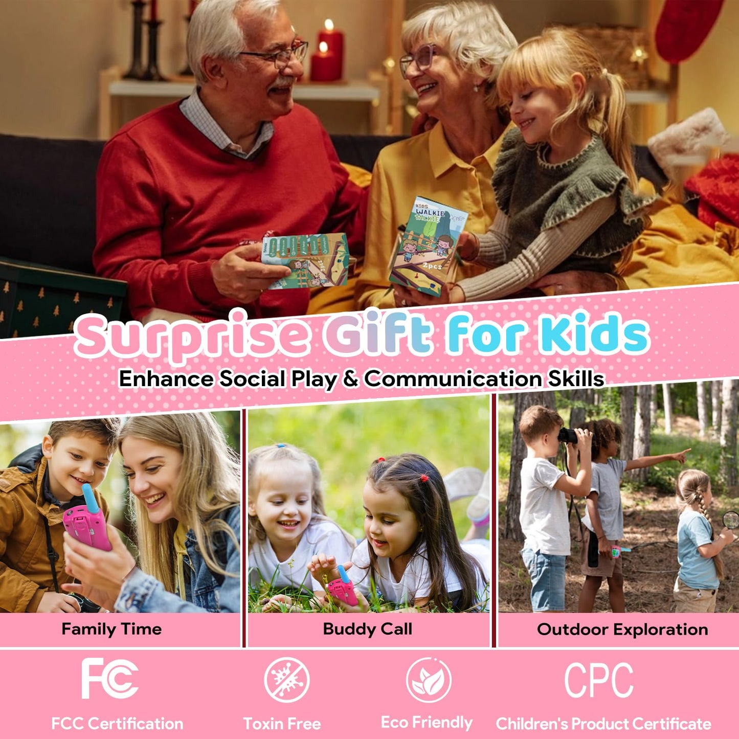 Vvinca Toys For 3-12 Year Old Girls, Rechargeable Walkie Talkies For Kids 22 Channels 2 Way Kids Walkie Talkie With Flashlight F
