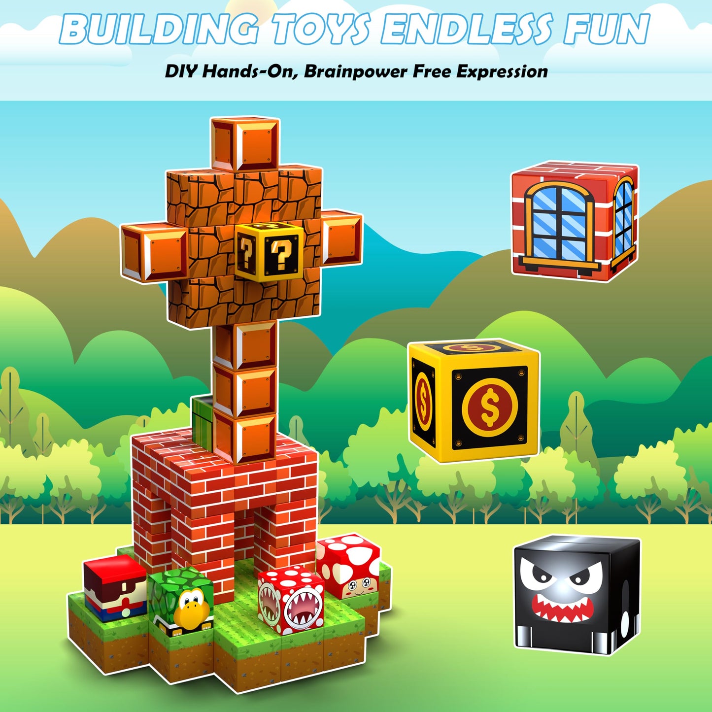 Magnetic Blocks, 110Pcs Build 3D Magnet Building Toys World With Magnetic Tiles, Stem Kids Sensory Toy, Toy Magnetic Building Set Xmas Gift For Age 3 4 5 6-10 Year Old Boys Girls