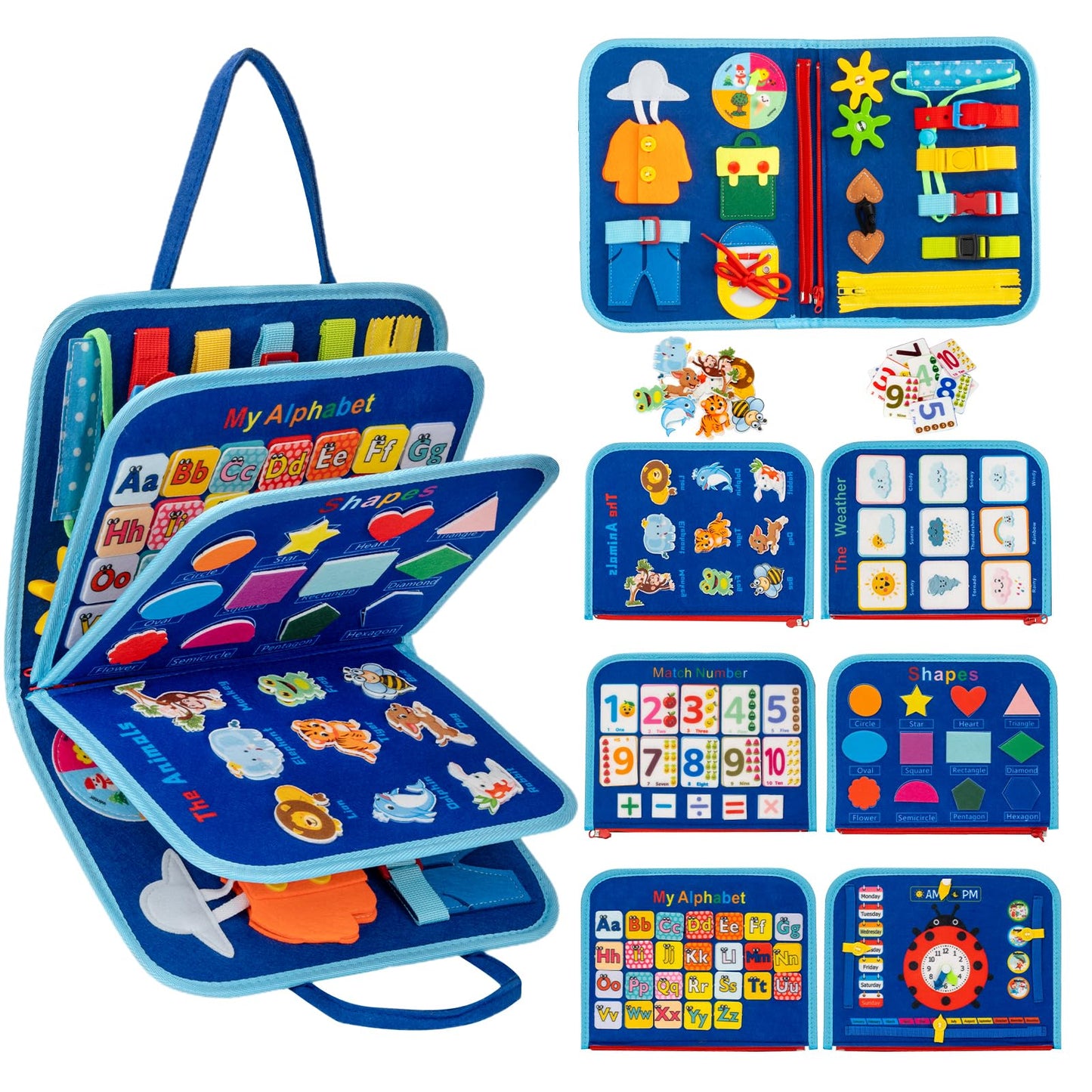 Toddler Busy Board Montessori Toys For 1 2 3 4 Year Old, Preschool Learning Activities With Life Skills,Abc,123,Shape,Color,Anim
