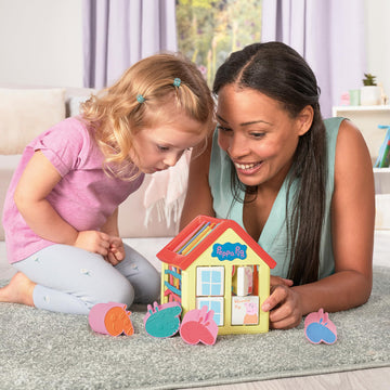 TOMY Toomies Peppa Pig Sensory House Activity Cube - Shape Sorter, Medium, Pink, Model E73528, Toddler Montessori Toy