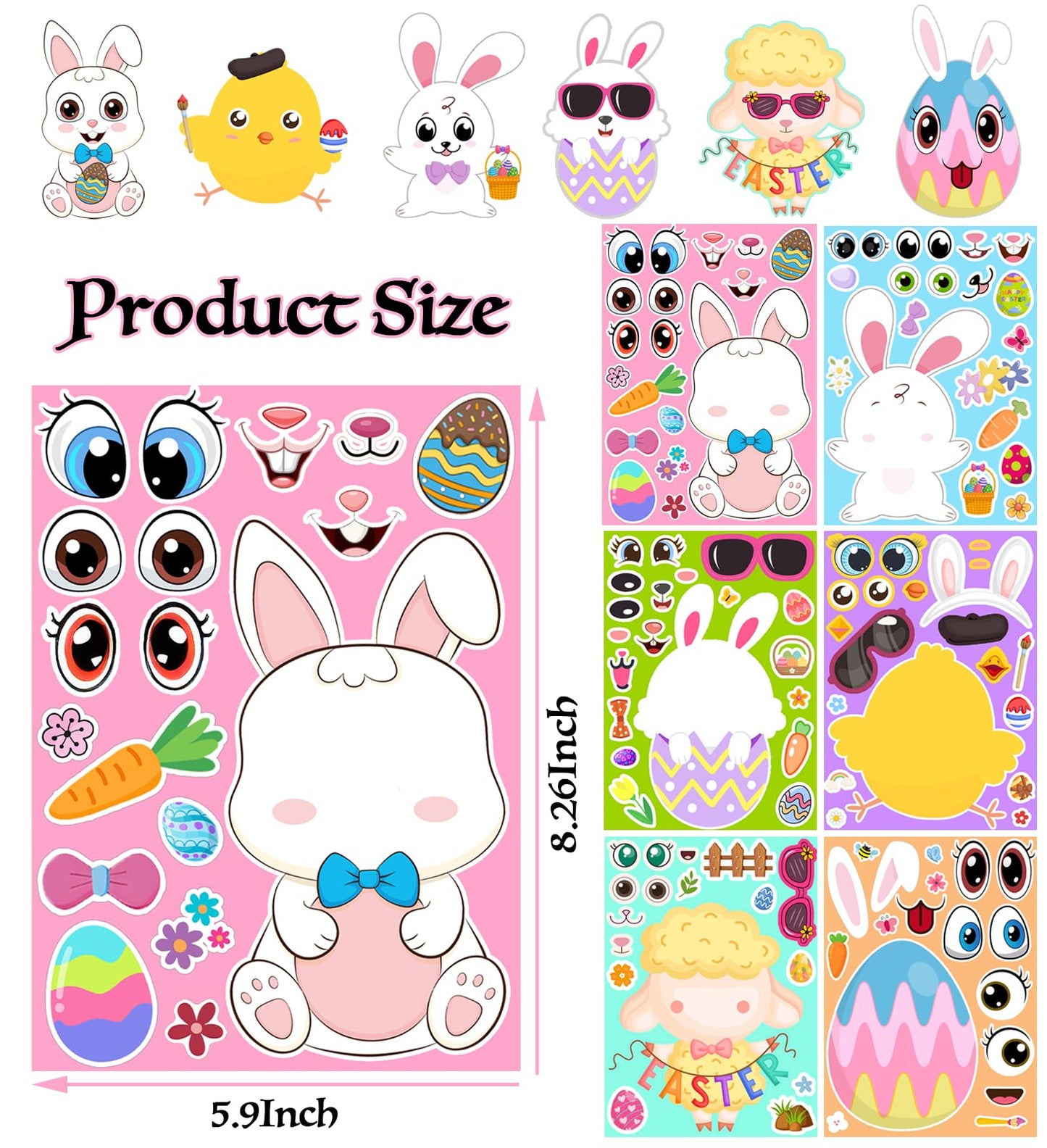 Easter Stickers - Diy Happy Easter Egg Bunny Sticker For Kids, Easter Crafts Stickers Kids Game Toys Gift Party Favor Supplies(2