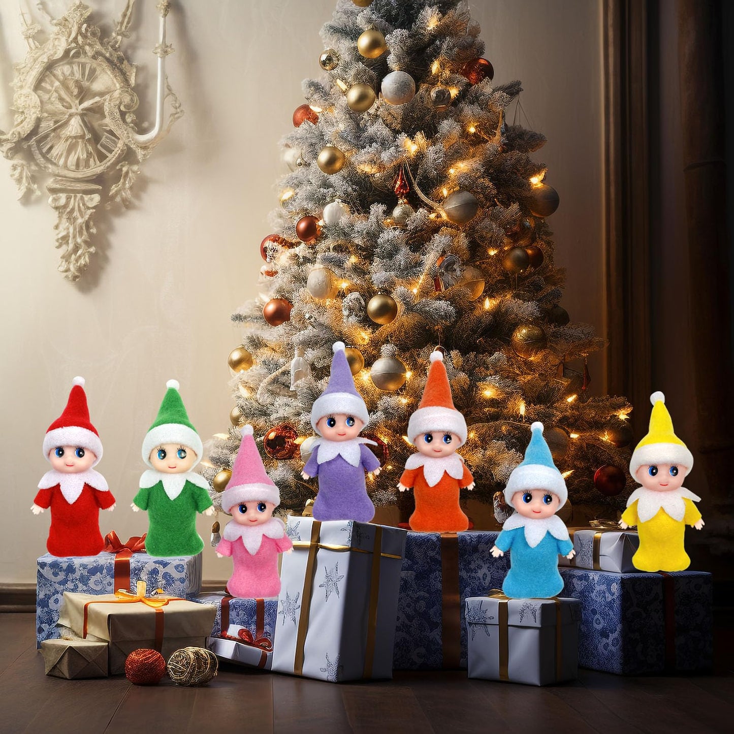 Lovelfstory Elf Accessories Baby, Tiny Christmas Elf Girl And Boy Baby Doll For Xmas Gift (Blue)