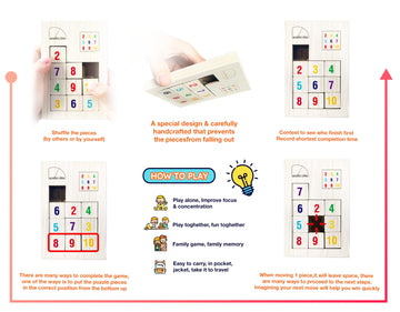 Wooden Slide Puzzles Block (Number 1-10)