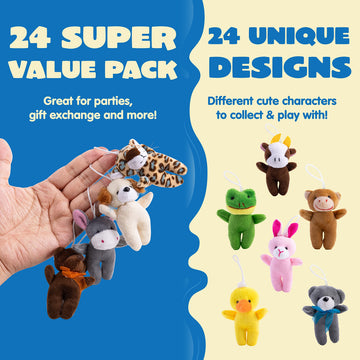 Joyin 24 Pcs Mini Animal Plush Toys, 3” Stuffed Animal Bulk For Kids Birthday Party Favors, Presents, Pinata Fillers, Goodie Bag Fillers, School Prizes, Valentine'S Day Party Supplies