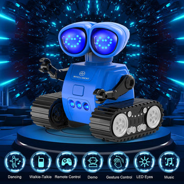 Toy Life Rechargeable Remote Control Robot Toys With Auto-Demonstration, Music & Led Eyes. Walkie Talkie Robot Toys For Kids 7 8 12, Kids Robot Toys Gifts For Boys Girls, Toddler Rc Robot (Blue)