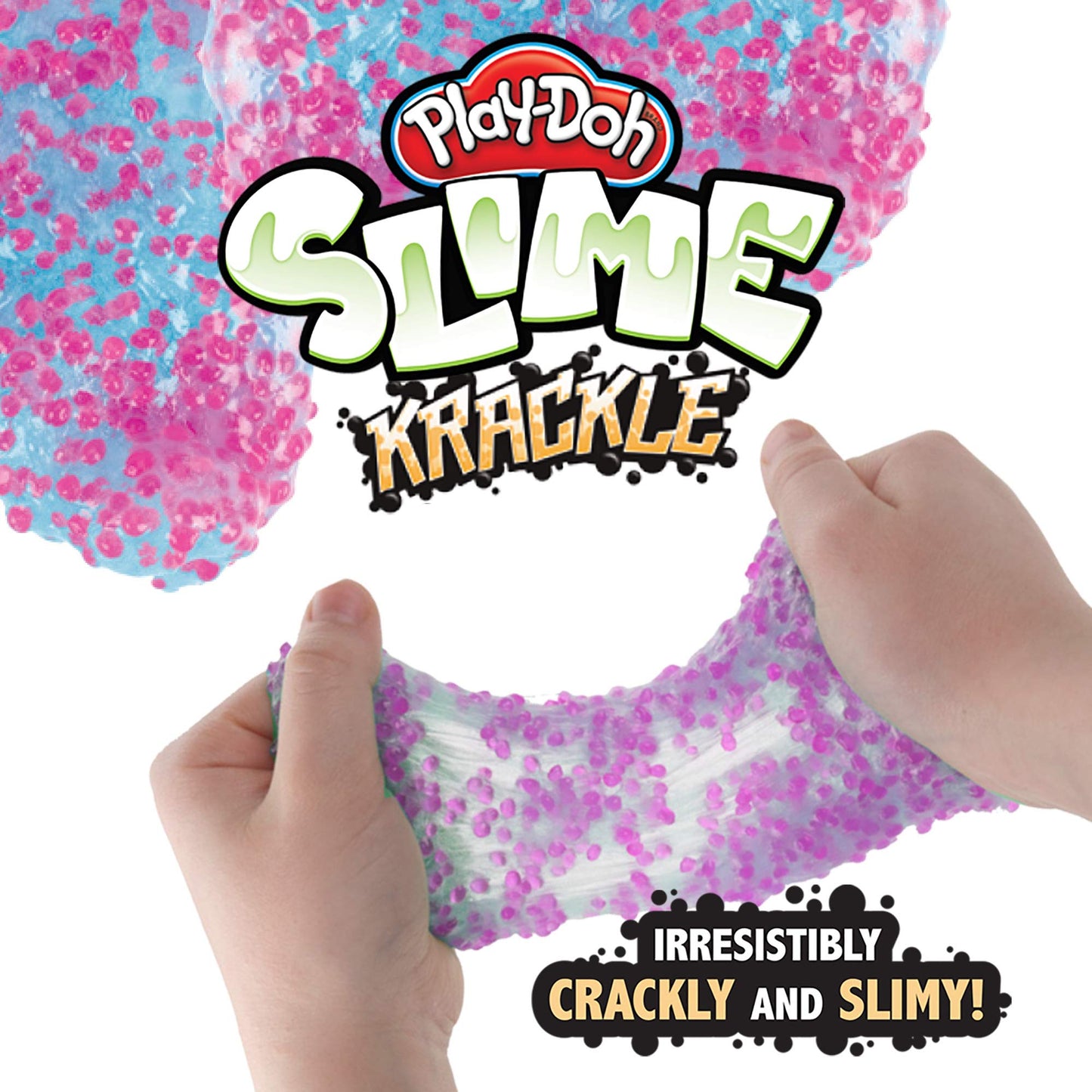 Play-Doh Krackle Slime Purple & Green 2 Pack Of Slime Compound With Beads For Kids 3 Years & Up