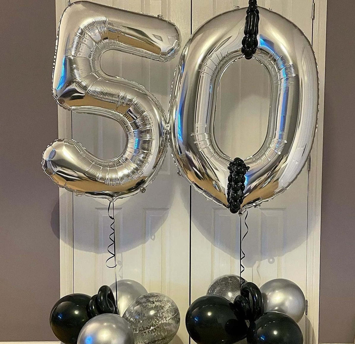 40 Inch Silver 50 Number Balloons Giant Jumbo Huge 50 Foil Mylar Helium Number Digital Balloons Silver Birthday Mylar Digital Ba
