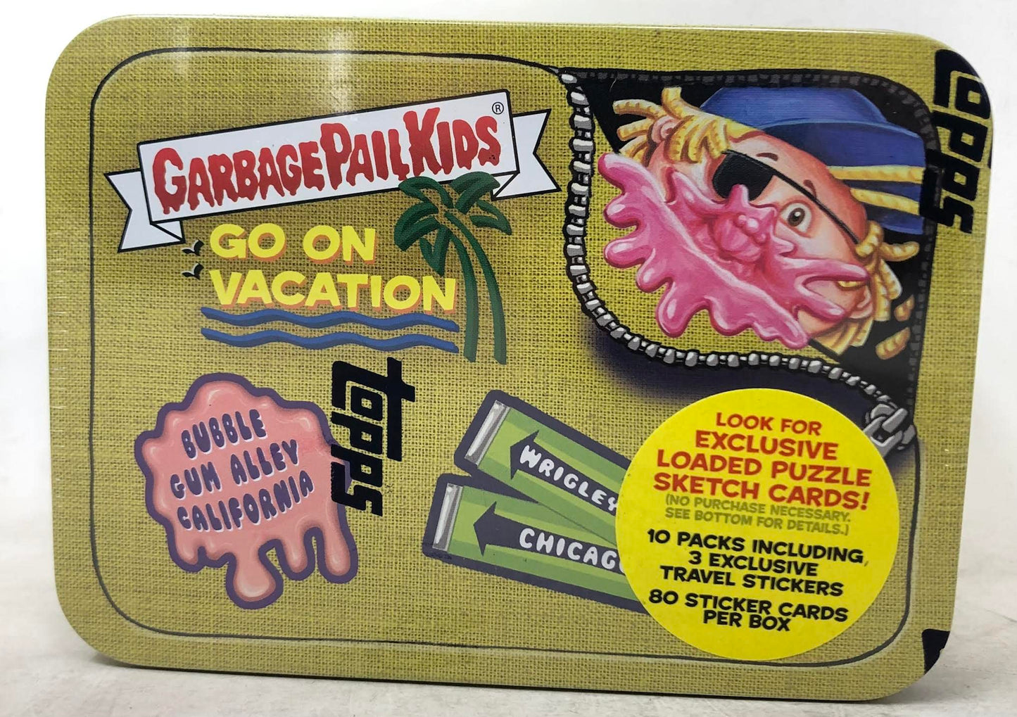Topps Garbage Pail Kids Vacation Tins Set - All 3 Green Cardboard Tins