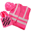 Geyoga 36 Pcs Kids Construction Worker Costume Construction Dress Up Party Favors Vests Hats Bag For Birthday Age 3-8(Pink)