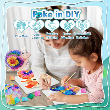 JRD&BS WINL Poke A Dot Art Kit - Magical Animals Theme No-Mess DIY Craft for Kids Mess-Free Fun for Kids, DIY Wood Craft Kits, C