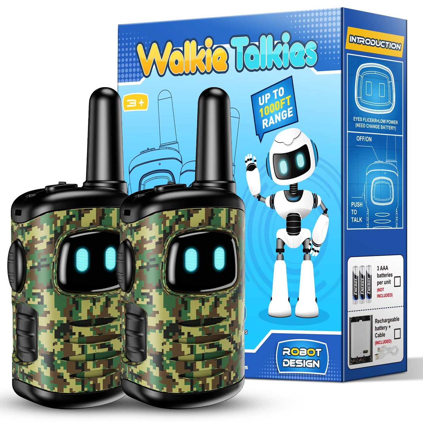 Toys For 3-8 Year Old Boys: Comedyfun Mini Robots Walkies Talkies 2 Pack Birthday Gifts For 3 4 5 6-8 Year Old Boys Toys For 5 6