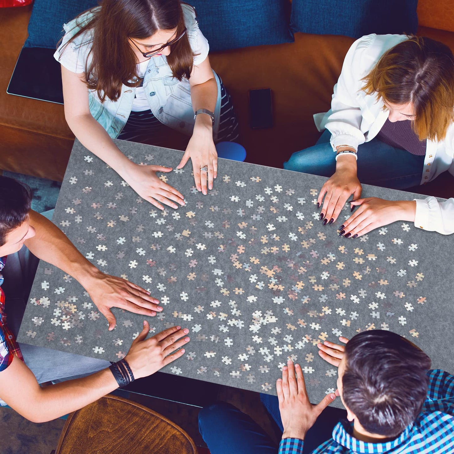 Sratte Jigsaw Puzzle Board With Dustproof Cover, Foldaway Felt Puzzle Board Portable Puzzle Mat, Foldable Puzzle Pad Puzzle Storage Board, Non Slip Surface (45.7 X 30.7 Inch)
