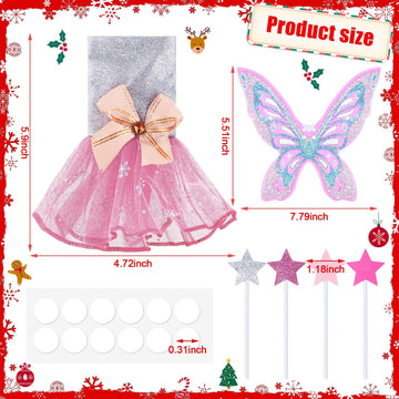 Meooeck 6 Pieces Christmas Elf Set Including 2 Holiday Elf Doll Clothes Outfit, And 4 Elf Doll Novelty Elf Accessories For Kid (