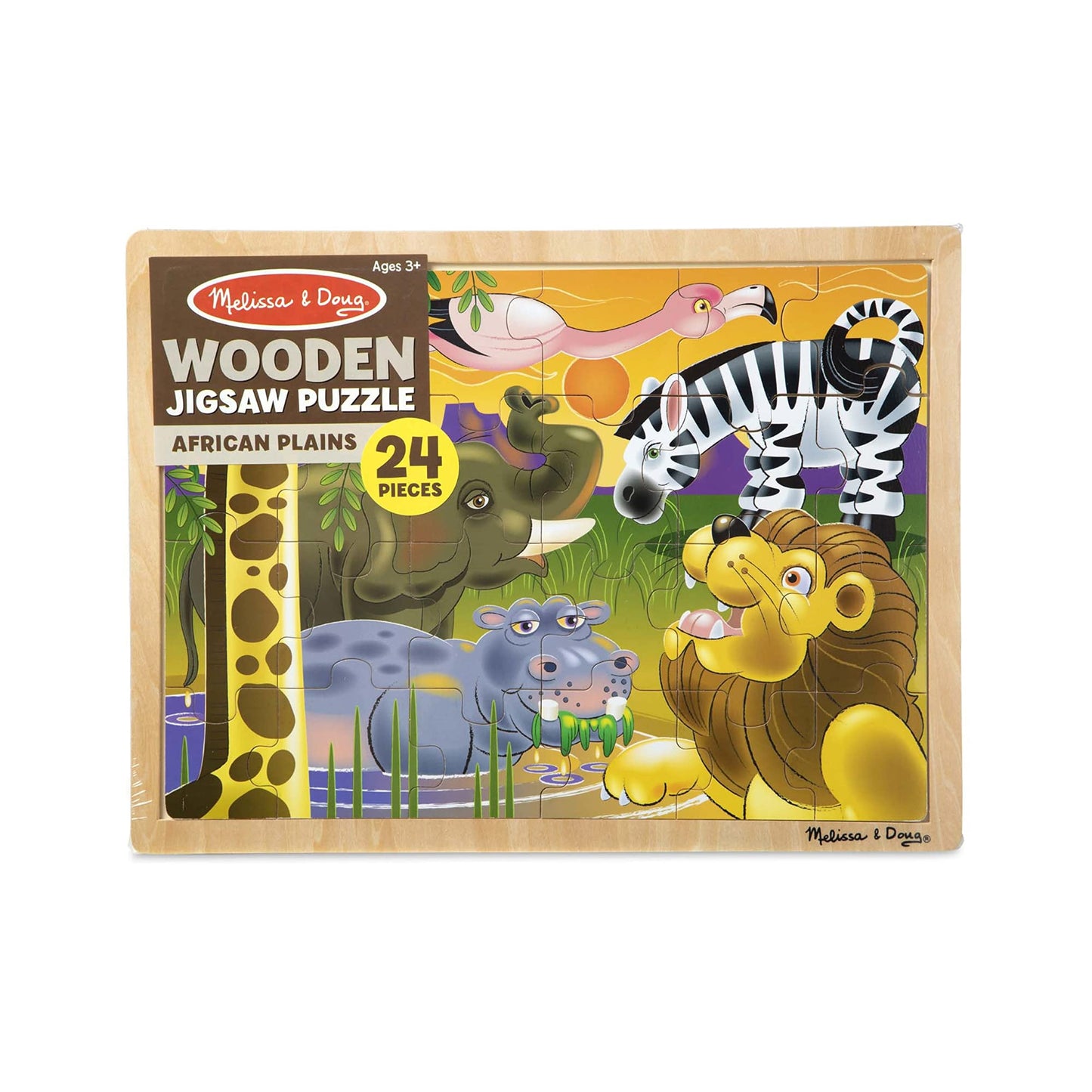 Melissa & Doug African Plains Safari Wooden Jigsaw Puzzle With Storage Tray (24 Pcs)