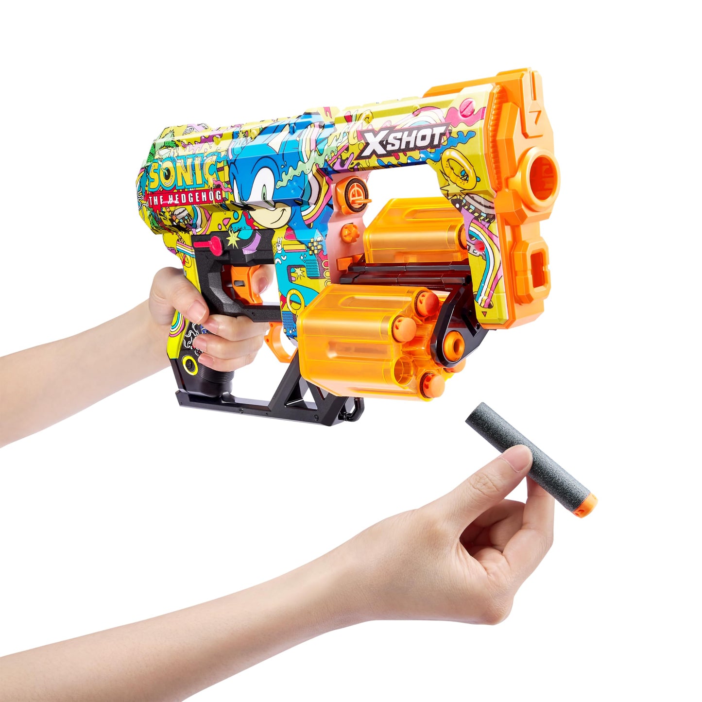 X-Shot Skins Dread Sonic Hyper Spike Blaster With 24 Darts - Malice Skin By Zuru, Double Rotating Barrels, Air Pocket Dart Technology, Toy Foam Blaster For Kids, Teens And Adults
