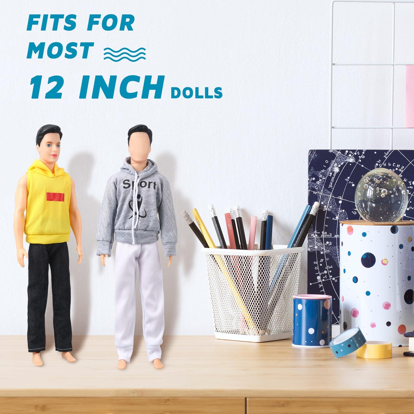 Bencailor 6 Pcs Doll Clothes Boy Doll Beach Shorts Tropical Print Swimsuit Doll Accessories For Boy Dolls (Trendy)