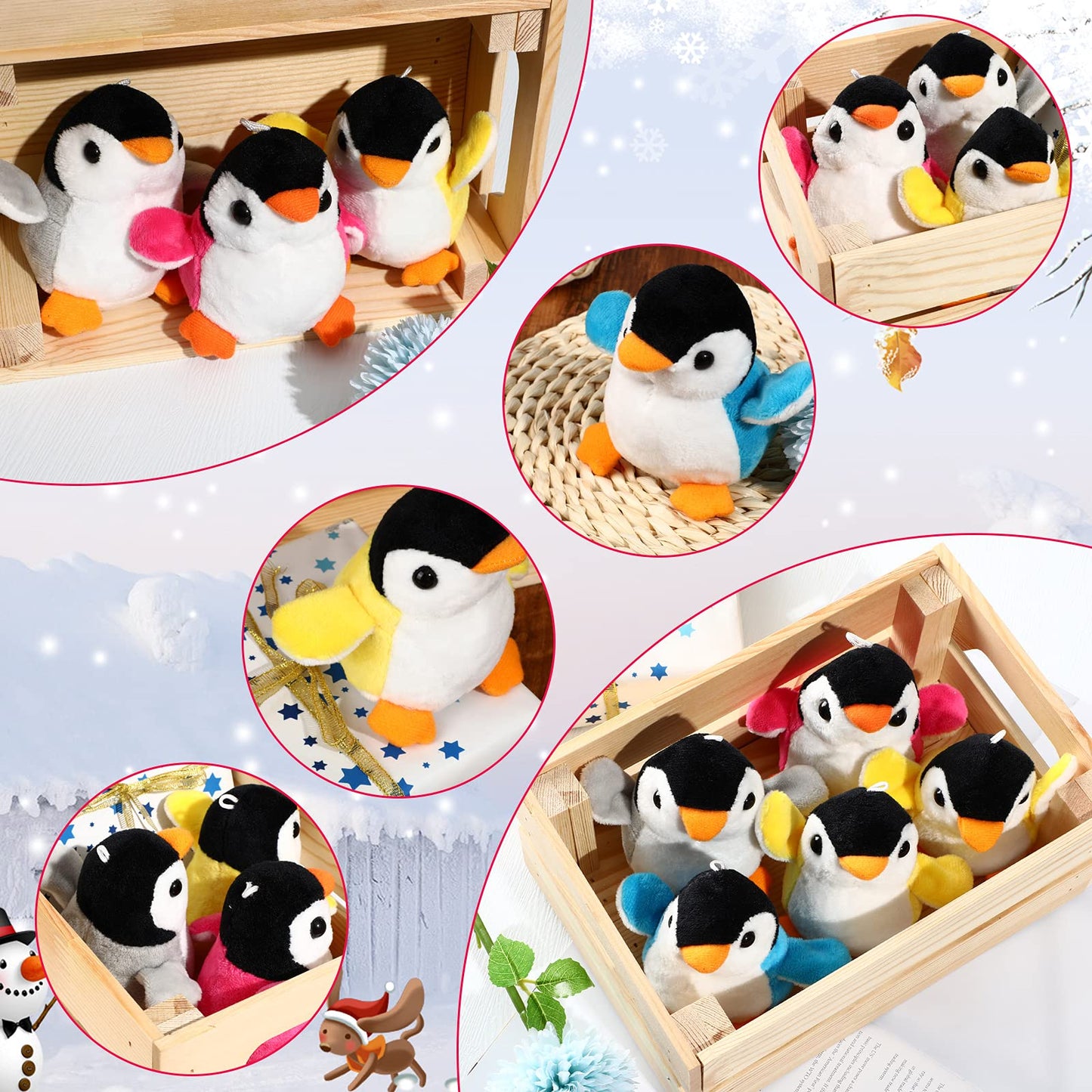 Kasyat 12 Pieces Mini Plush Penguin Stuffed Toys Animal, Cute Small Baby Penguin Stuffed Doll Keyholder Bag Pendant Birthday Party Favor Present For Mother'S Day Boys Girls Gifts(Vibrant Style)