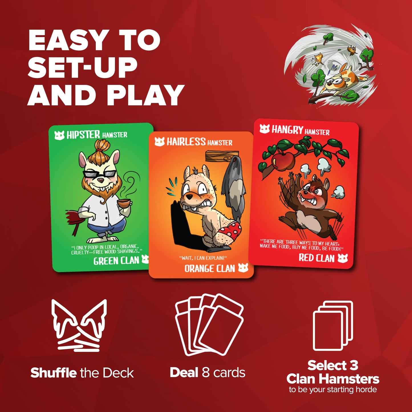 Gyrating Hamsters: Family-Friendly Strategic Card Game For Adults & Teens - 2 To 5 Player Party Card Game