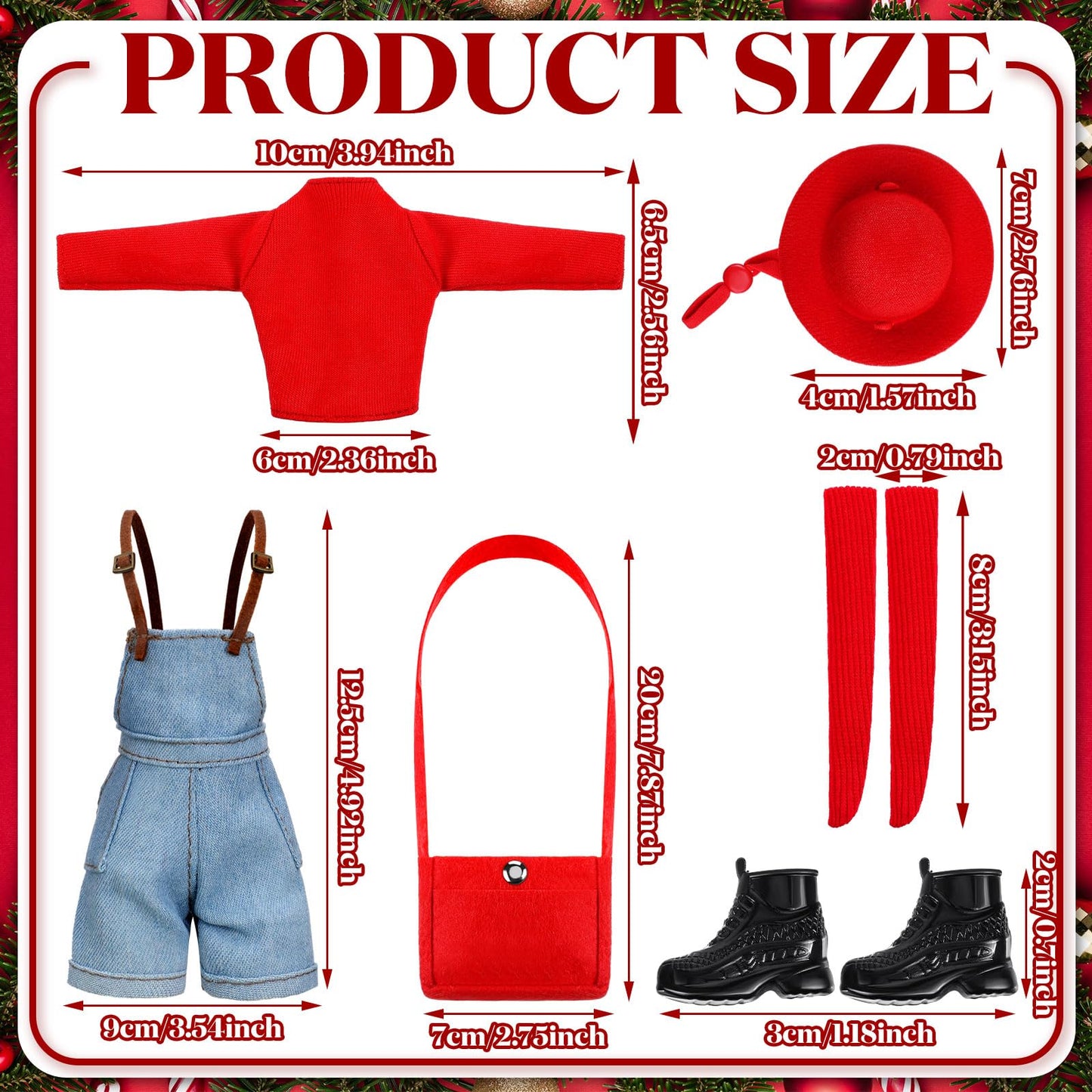 Geyoga Doll Clothes 12 Inch Doll Accessories Casual Wear Clothes Outfits With Shoes Socks Hat Bag Top Jumpsuit Set Gift(Red)