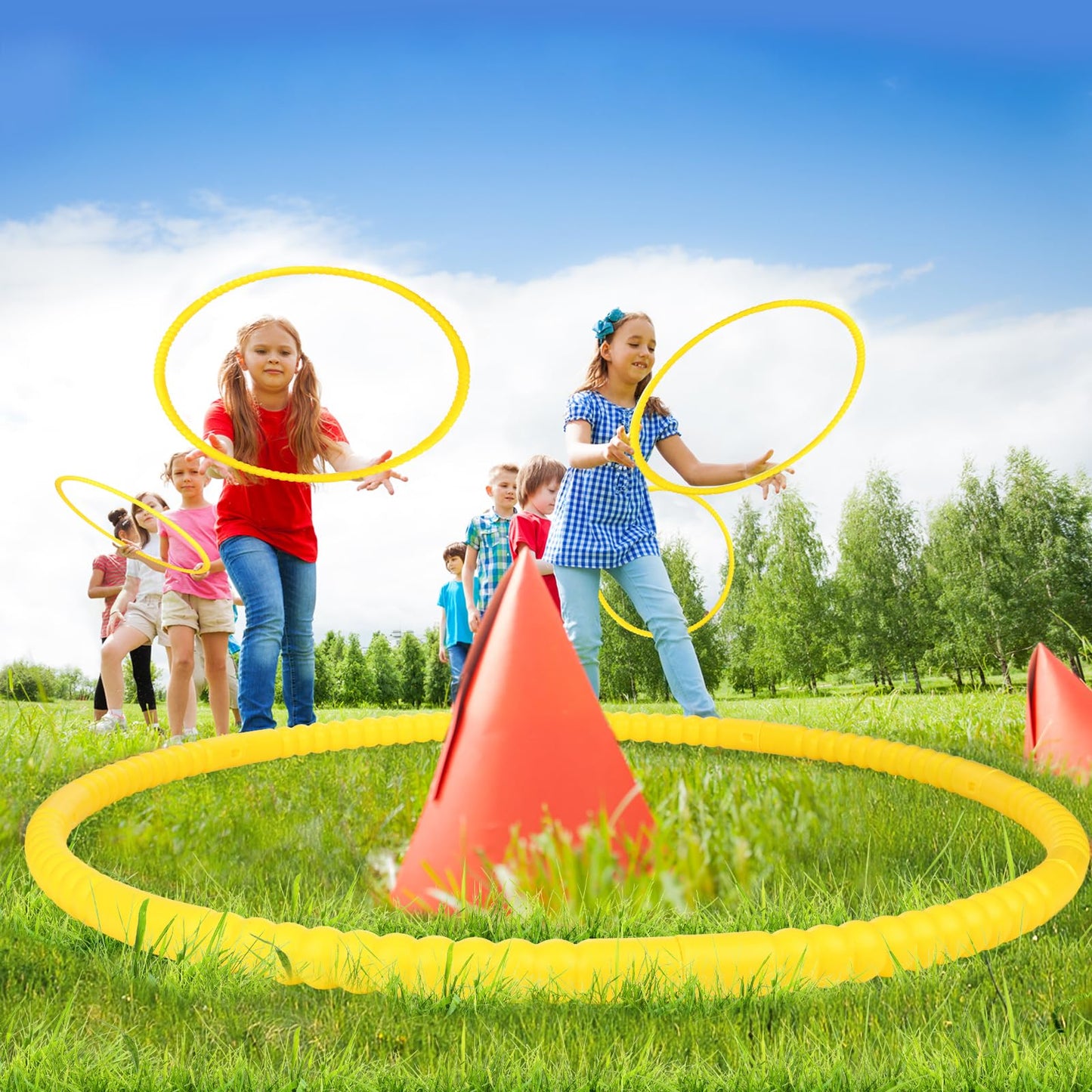 Liengoron 6Pcs Toy Hoop Bundle Pack 25 Color Plastic Toy Hoop For Kids Exercise Ring Snap Together Detachable Adjustable Weig
