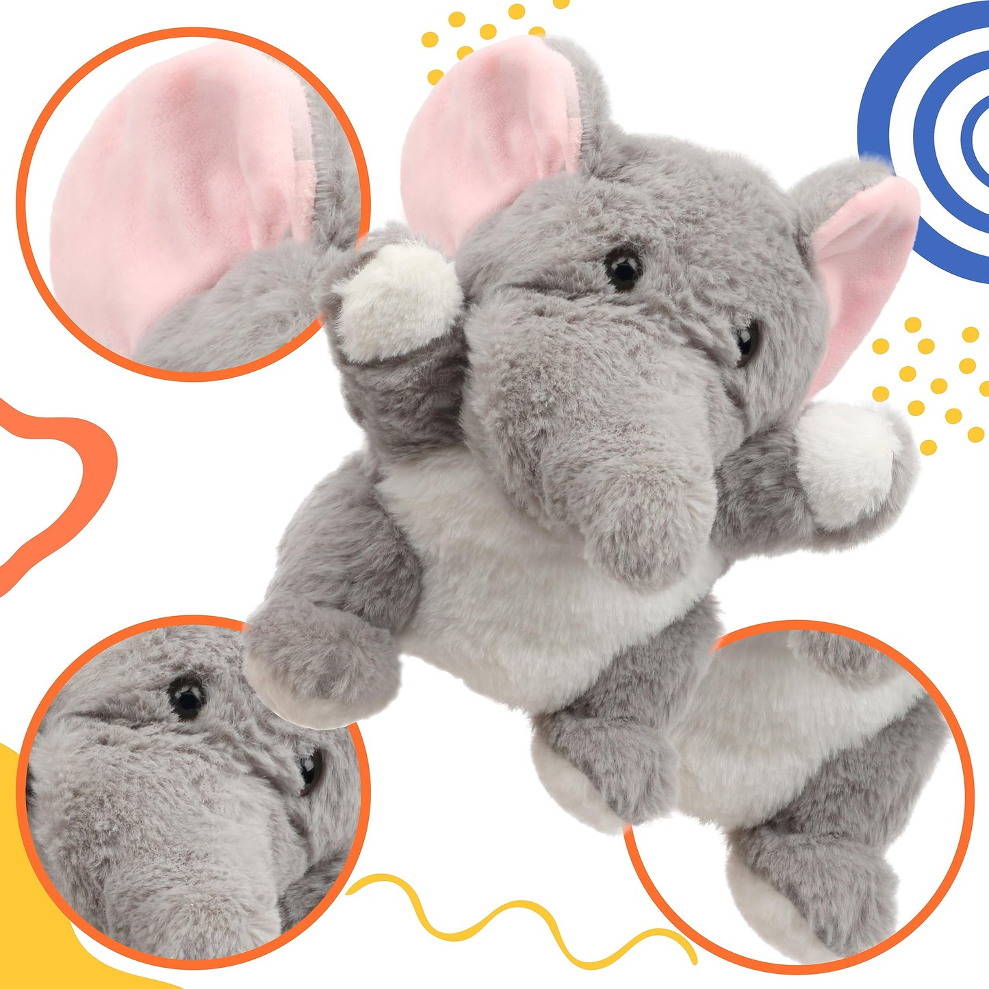 Cuteoy Plush Elephant Hand Puppet Stuffed Animal Toy Open Movable Mouth Creative Role Play Storytelling Plushies Gifts For Kids