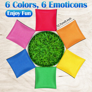 Foilswirl 36 Pieces 5'' x 5'' Nylon Bean Bags for Tossing Colorful Cornhole Bean Bags Set for Kids Hand Tossing Family Game for