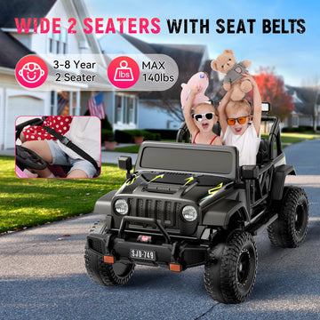 24V Ride on Truck Car 2 Seater Ride Kids Electric Car - 7Ah Large Battery Kids Electric Vehicles with Remote Control, 4WD 3 Spee