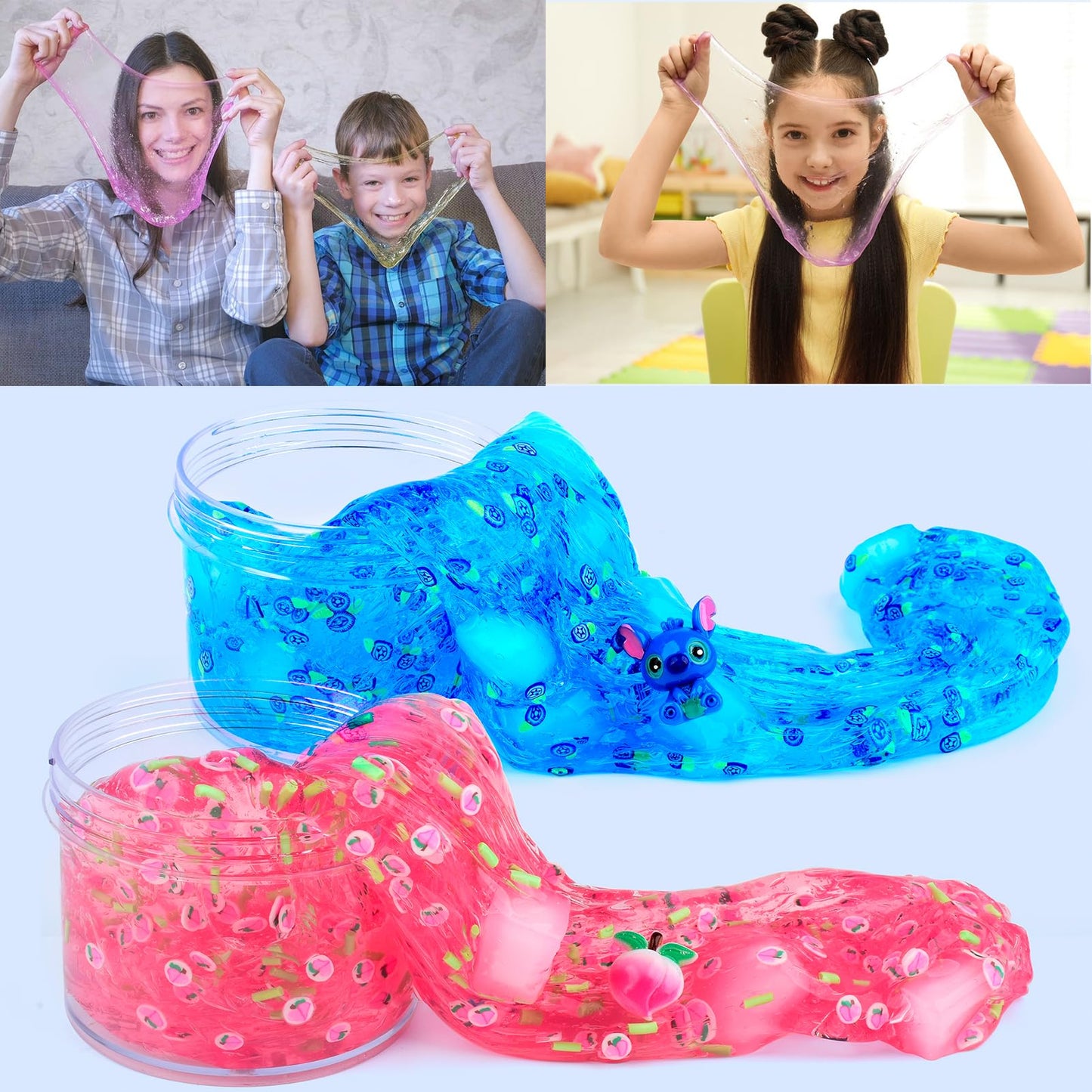 8 Pack Jelly Cube Crunchy Slime Kit, With Peach, Watermelon, Lemon,Blue Clear Slime, Super Soft & Non-Sticky, Diy Crystal Slime Party Favors For Girls Boys