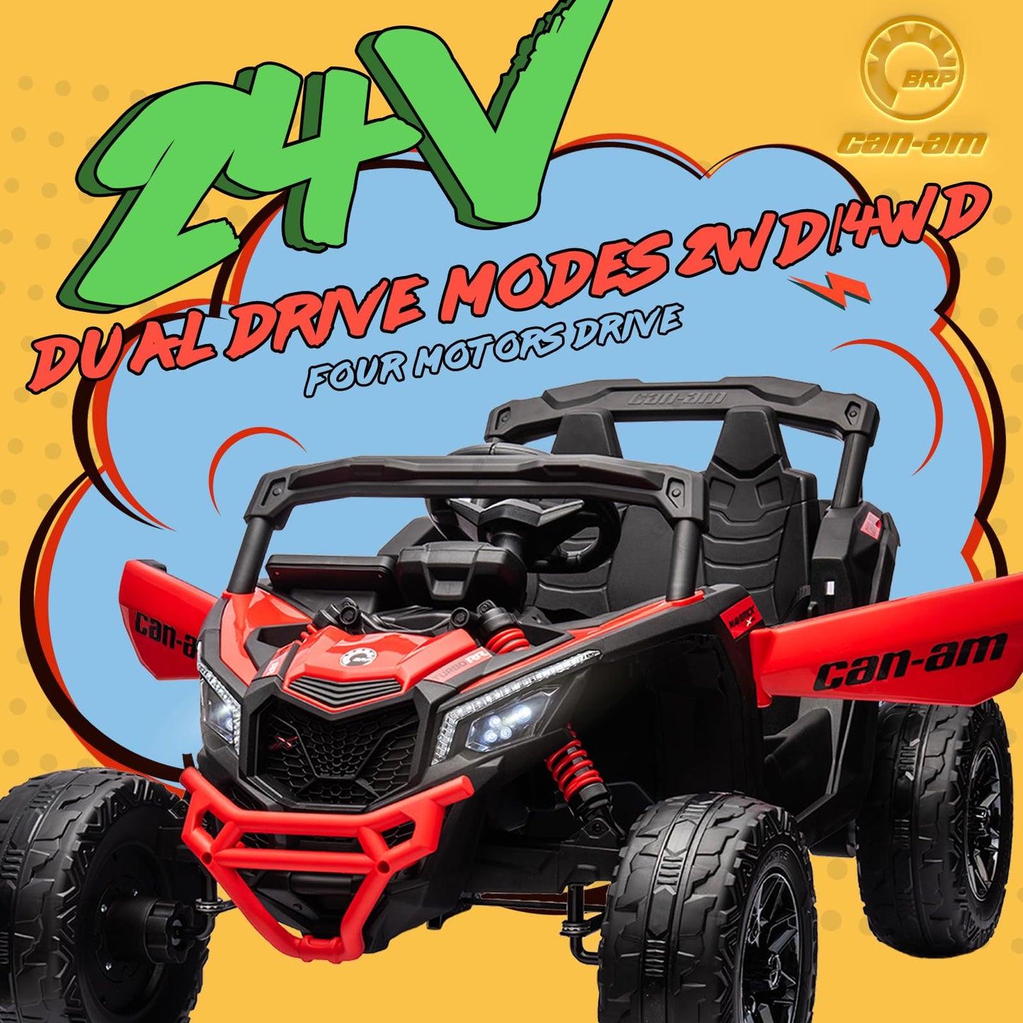 Kerryyoo Su5 24V Ride On Toys For Big Kids,4X200W,2 Seater Electric Ride On Utv 4Wd/2Wd,Eva Rubber Tires,4X4 Shock Absorbers,Rem