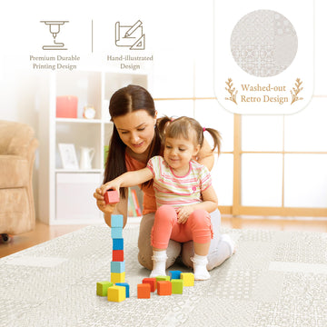 PopsyKosy Premium Baby Foam Play Mat - Non-Toxic, Waterproof, 6ft x 4ft, Totem Beige, EVA - Model TFJ010102