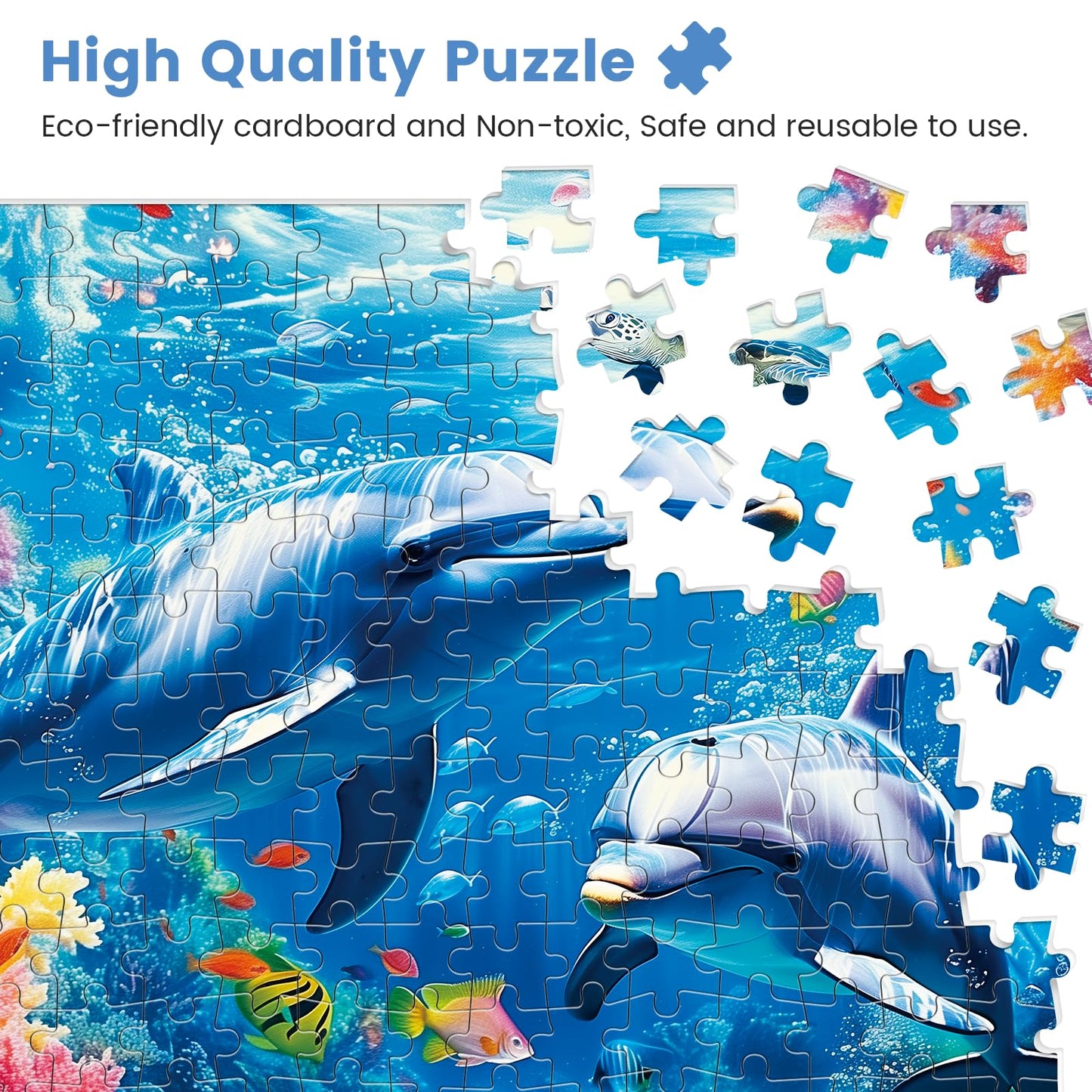 300 Piece Puzzles For Adults,Underwater World Jigsaw Puzzle For Adults Kids Seniors,Recycled Cardboard Large Piece Puzzle 300 Piece,Challenging Family Activity Great Gift For Family Friends 20.5*15 In