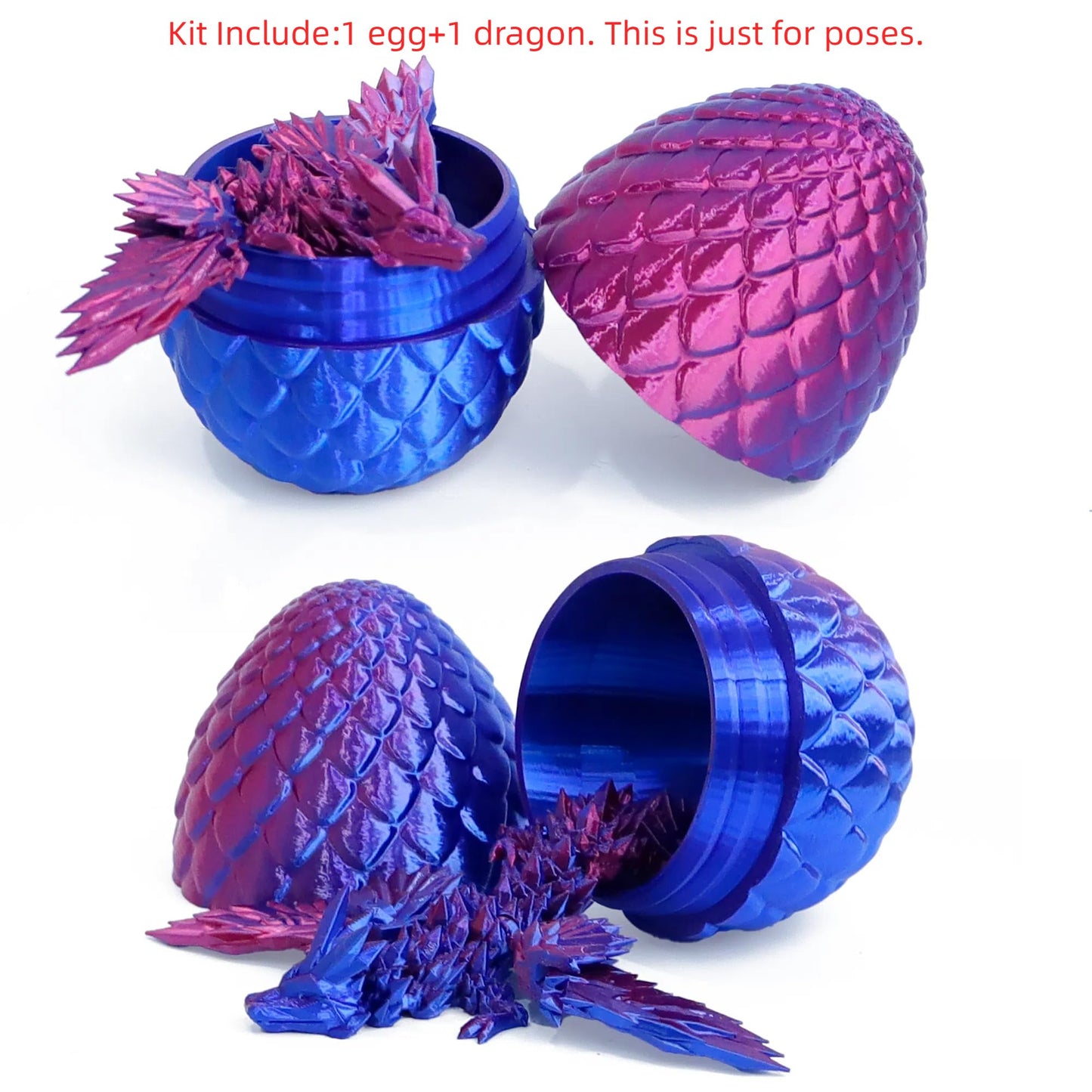 Flavery 3D Printed Flying Dragon In Egg - Easter Egg With 9'' Flexible Winged Dragon Inside, Colorful Fidget Toy, Birthday Gift,