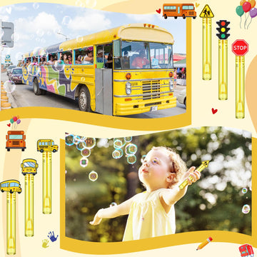 Shappy 60 Pcs School Bus Driver Bubble Wands Bulk Mini Bubble Wands Party Favors Small Bubbles Birthday Party Gift for Novelty G