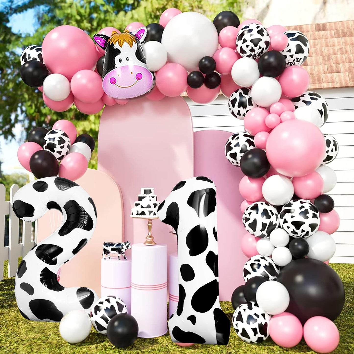 Lebery Cow Print Balloon 40 Inch Cow Print Number 1 Balloon, Black White Large Number Balloons For Holy Cow Im One Birthday Party, Cowgirl Theme Number Balloon For 1St Birthday Farm Animal Decor