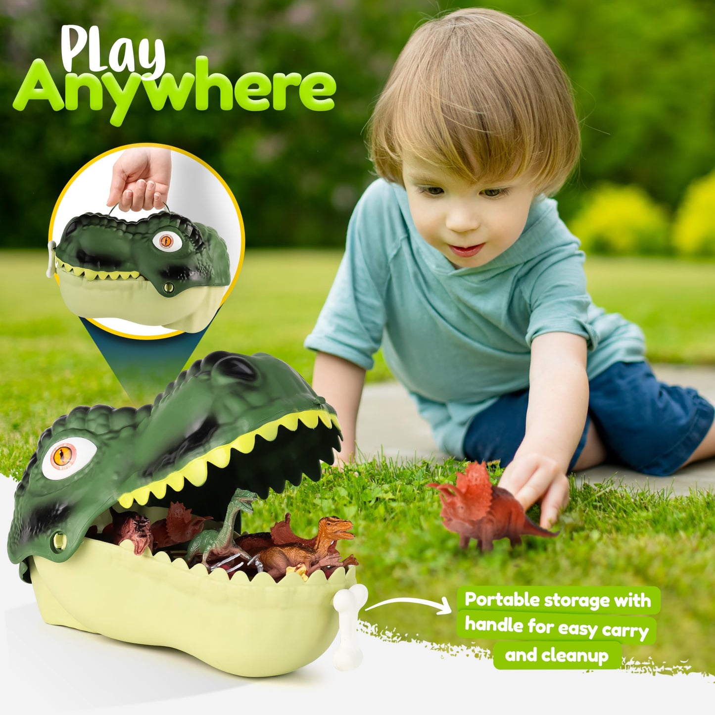 FINcredible Dinosaur Toys for Kids 3-5 - Realistic Dinosaur Figures Including 2 Pullback Dinosaur Cars - Dinosaur Toys for Toddlers & Kids - Toy Dinosaur Playset Gift for 3 4 5 6 7 Boys & Girls