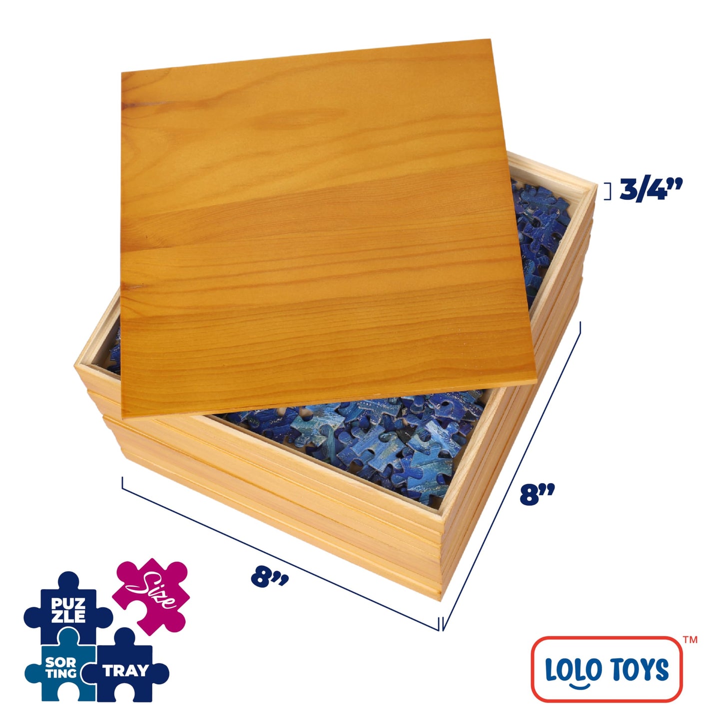 Premium Wooden Puzzle Sorting Trays Stackable - 8 X 8 Inch, Stackable Jigsaw Puzzle Organizer For Sorting Up To 1500 Pieces - Du