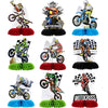 9 Piece Cross Country Motorcycle Honeycomb Centerpiece Table Decoration Racing Theme Children Boy Birthday Party Supplies Photo Booth Props (Bright Silhouette)
