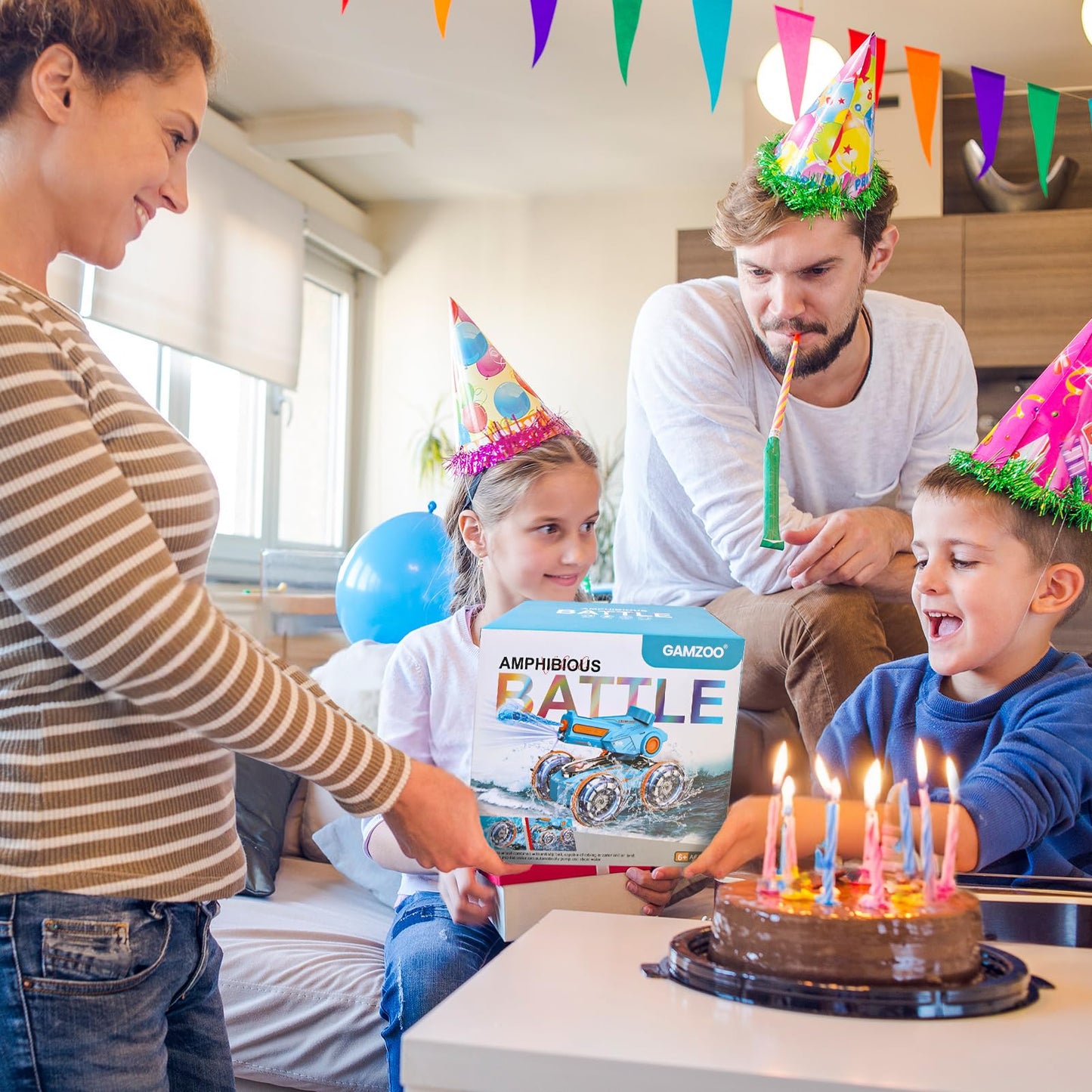 GAMZOO Amphibious Remote Control Car Gifts for Kids 6 7 8-12 Years Old Boys Girls Birthday Gift - Water Pool Toys Waterproof 4WD