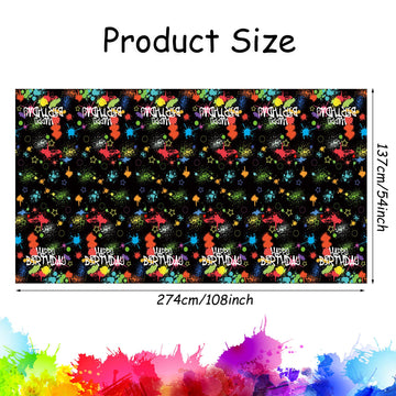 Domgoge Glow Tablecloth For Birthday Party Decoration Plastic Neon Table Cover Rectangle Paint Splatter Graffiti Black Table Clo