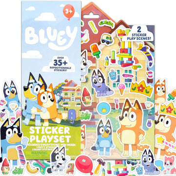 Horizon Group USA Bluey Sticker Playset with 35+ Reusable Puffy Stickers, Perfect for Kids, Travel & Screen-Free Fun