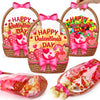 Fuutreo 25 Pcs Valentines Day Gift Bags Heart Basket Treat Bags with Handles Reusable Plastic Favor Pouches for Holiday Candy W
