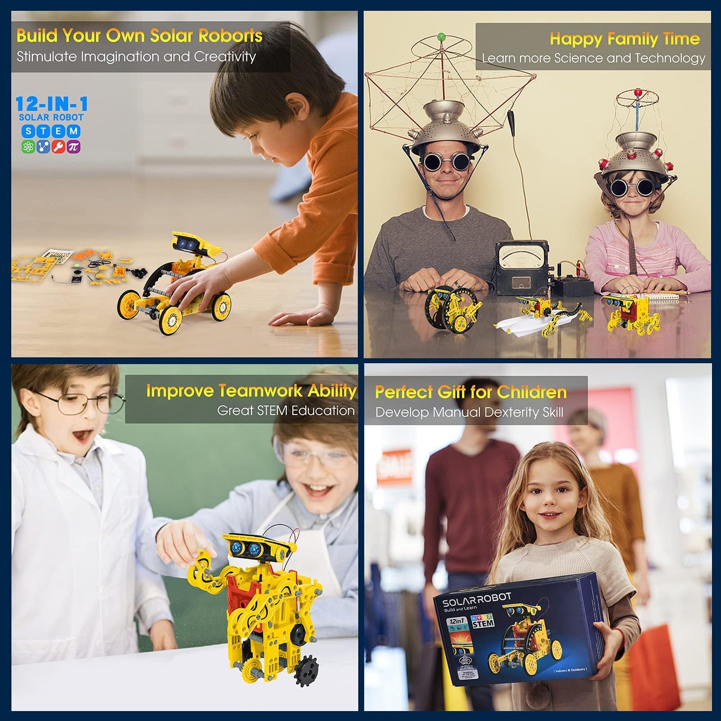 Solar Robot Kit For Kids Age 8-12, Stem Building Toys,12-In-1 Build Your Own Robot With Solar Panel & Battery Power, Science Engineering Christmas Birthday Idea Gifts For Boy Age 8 9 10 11 12
