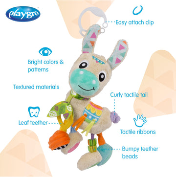 Playgro Sensory Friend Lupe Llama Sensory Toy - Ideal Stroller Toys For 0+ Months Babies To Encourage Grasping With Rattle - Improve Baby Sight & Touch Senses With On-The-Go Fun For Newborn Baby Toys